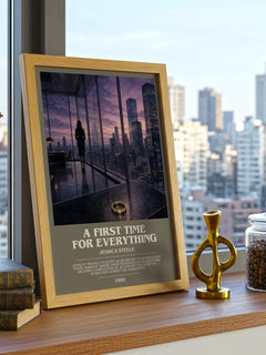 A First Time for Everything bookish print framed by window – literary home decor