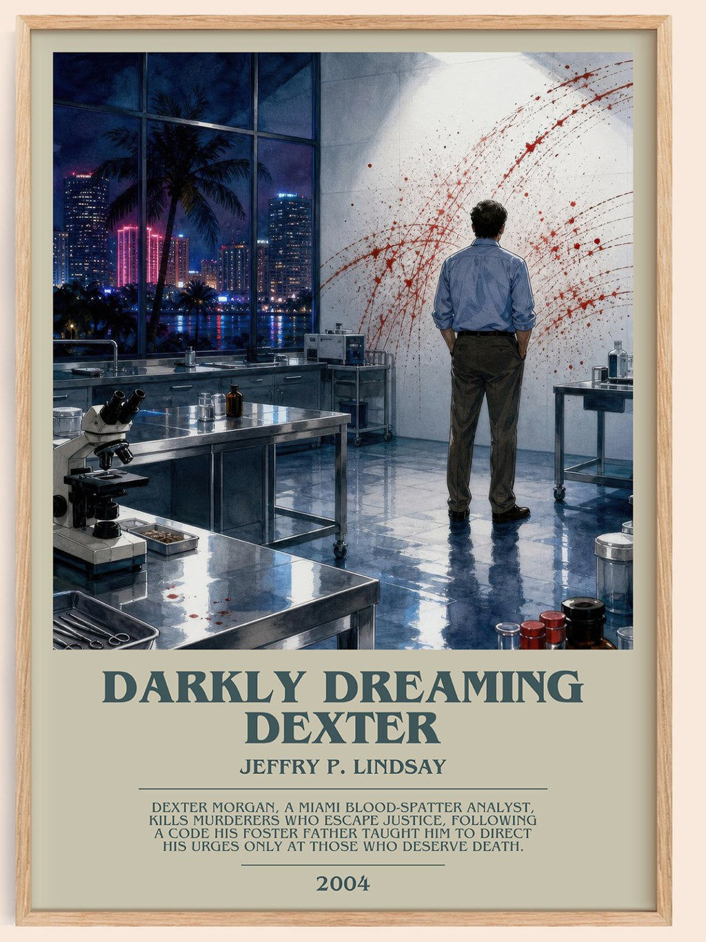 Darkly dreaming Dexter bookish book poster by Jeffry P. Lindsay – framed literary art print