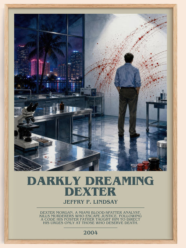 Darkly dreaming Dexter bookish book poster by Jeffry P. Lindsay – framed literary art print