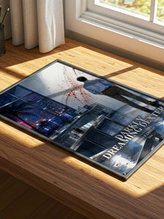 Darkly dreaming Dexter watercolour book poster framed on wall – thriller wall art
