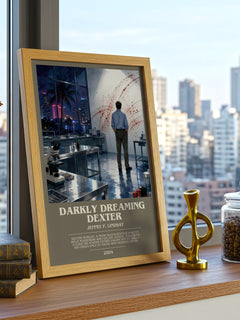 Darkly dreaming Dexter bookish print framed by window – literary home decor