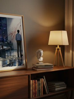 Darkly dreaming Dexter watercolour print on bookshelf – Jeffry P. Lindsay fan gift