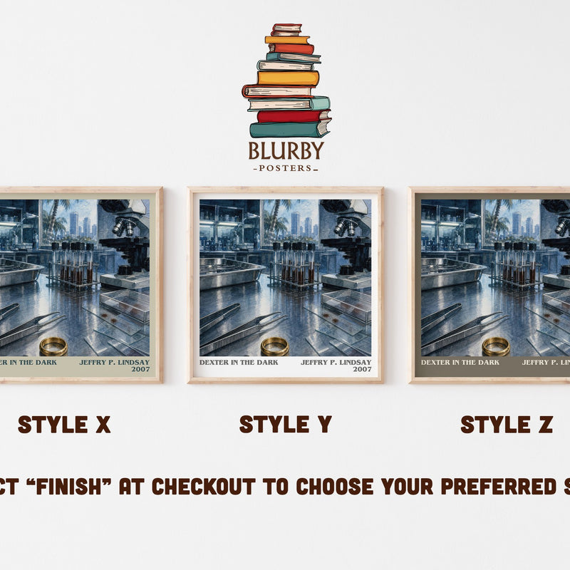 Dexter in the dark literary print in frame leaning in hallway – crime wall art