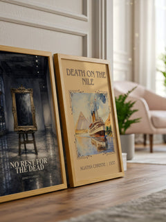 No Rest for the Dead watercolour print framed by window – literary home decor