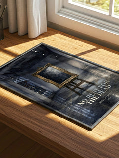 No Rest for the Dead watercolour book poster framed on wall – mystery wall art