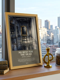 No Rest for the Dead bookish print framed by window – literary home decor