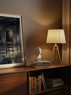No Rest for the Dead watercolour print on bookshelf – Jeffry P. Lindsay fan gift
