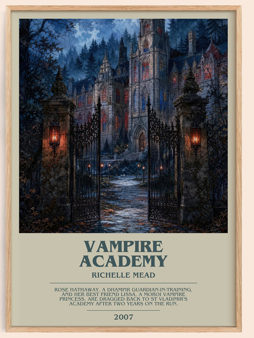 Vampire Academy bookish book poster by Richelle Mead – framed literary art print