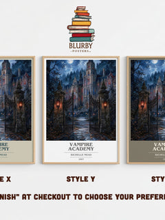 Vampire Academy book cover print in frame leaning in hallway – young adult wall art