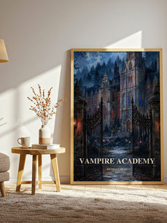 Vampire Academy watercolour print in frame leaning in hallway – young adult wall art