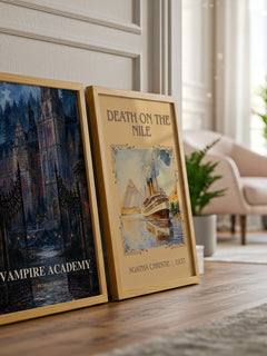 Vampire Academy watercolour print framed by window – literary home decor