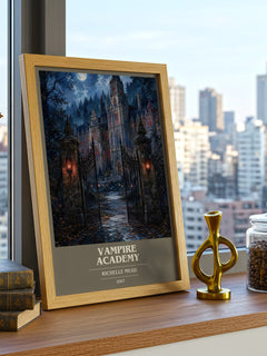 Vampire Academy book cover print framed by window – literary home decor