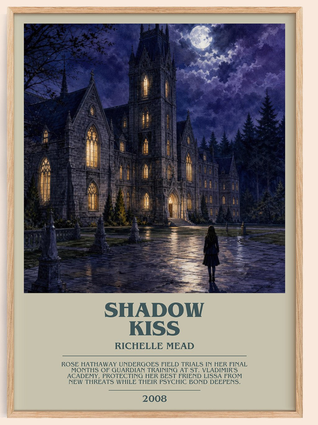 Shadow Kiss bookish book poster by Richelle Mead – framed literary art print