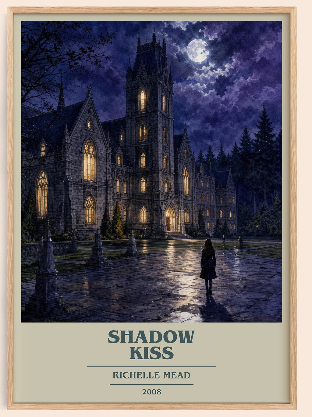 Shadow Kiss book cover book poster by Richelle Mead – framed literary art print