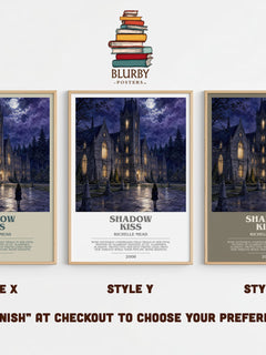 Shadow Kiss bookish print in frame leaning in hallway – young adult wall art