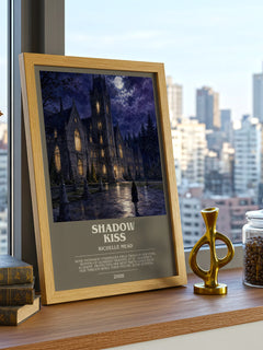 Shadow Kiss bookish print framed by window – literary home decor