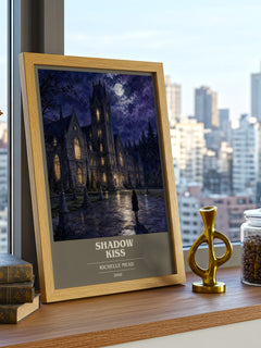 Shadow Kiss book cover print framed by window – literary home decor