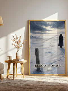 Blood Promise watercolour print in frame leaning in hallway – young adult wall art