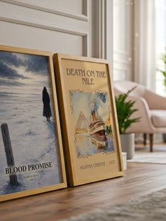 Blood Promise watercolour print framed by window – literary home decor