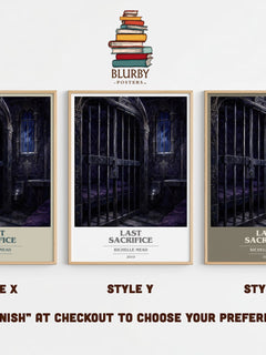 Last Sacrifice book cover print in frame leaning in hallway – young adult wall art