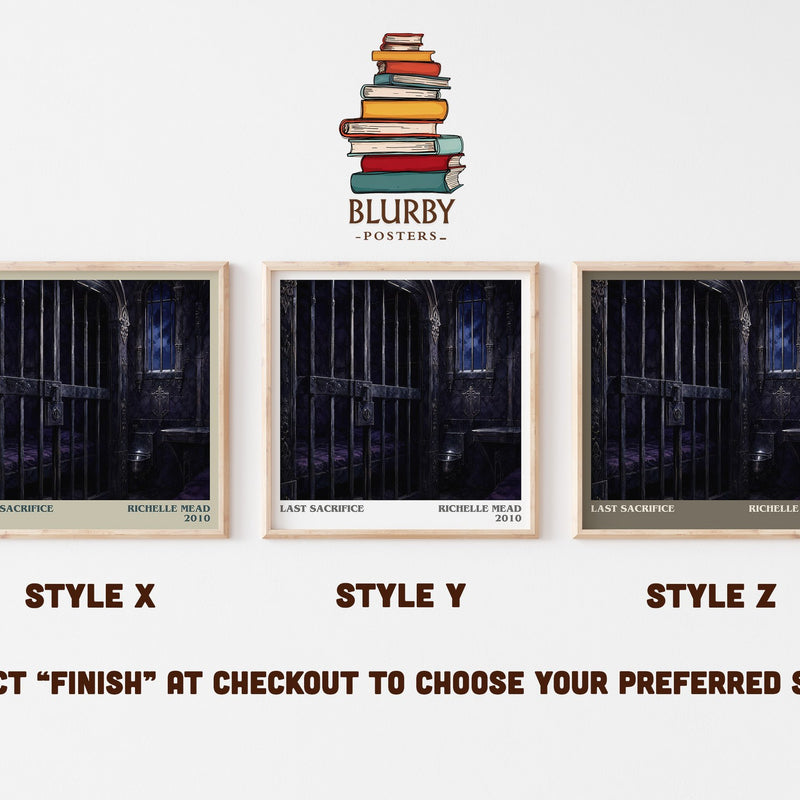 Last Sacrifice literary print in frame leaning in hallway – young adult wall art