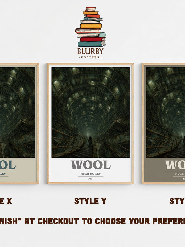 Wool book cover print in frame leaning in hallway – dystopian wall art