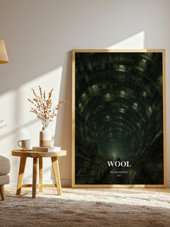 Wool watercolour print in frame leaning in hallway – dystopian wall art