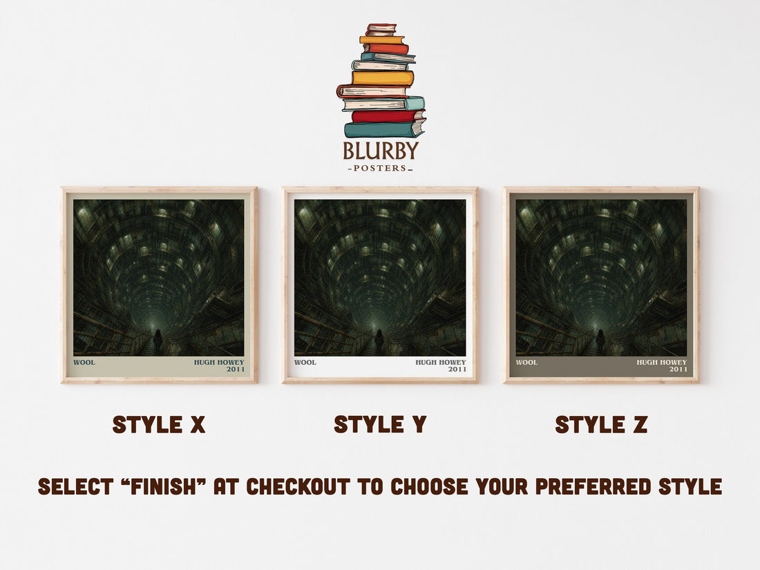 Wool literary print in frame leaning in hallway – dystopian wall art (mockup)
