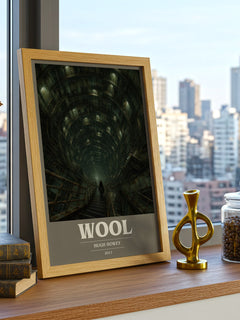 Wool book cover print framed by window – literary home decor