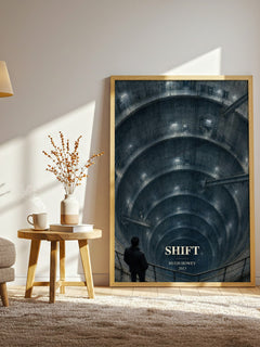 Shift watercolour print in frame leaning in hallway – dystopian wall art
