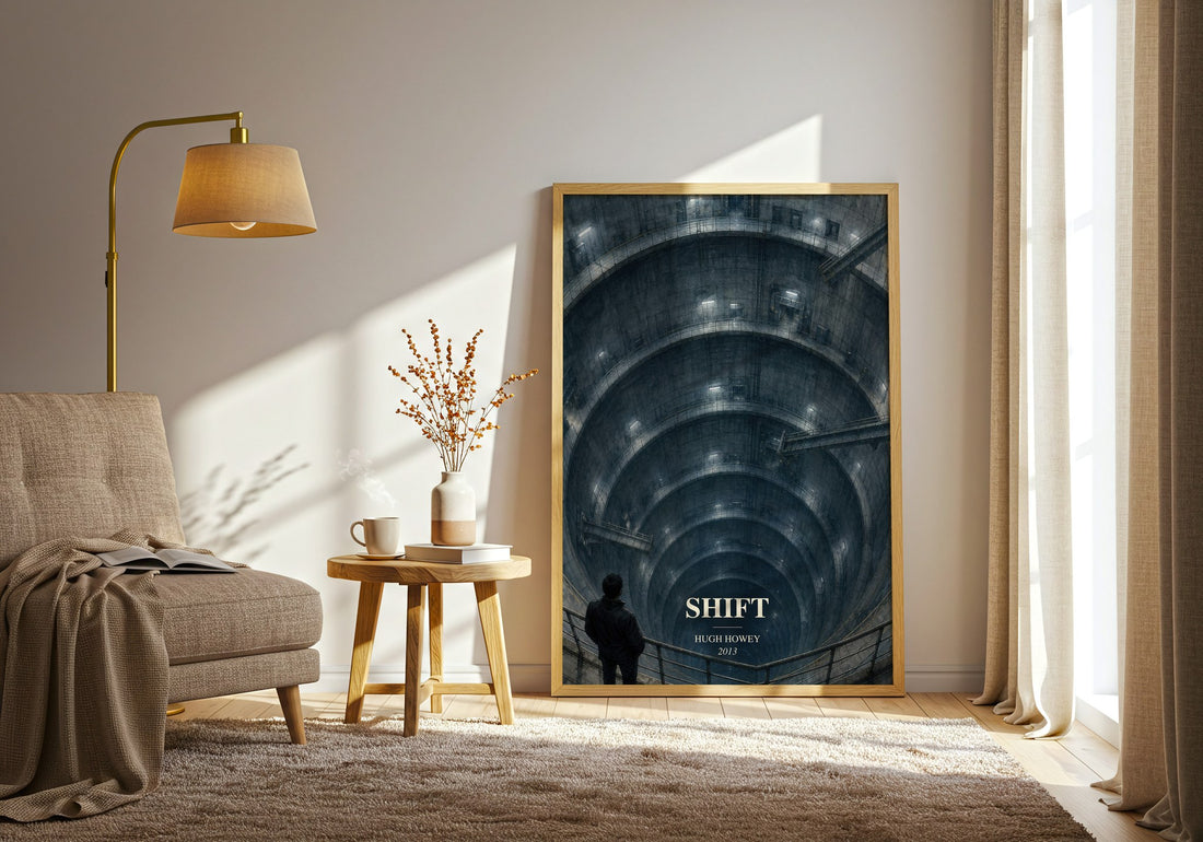 Shift watercolour print in frame leaning in hallway – dystopian wall art
