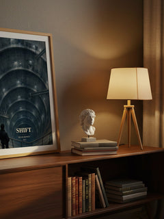 Shift watercolour print on bookshelf – Hugh Howey fan gift