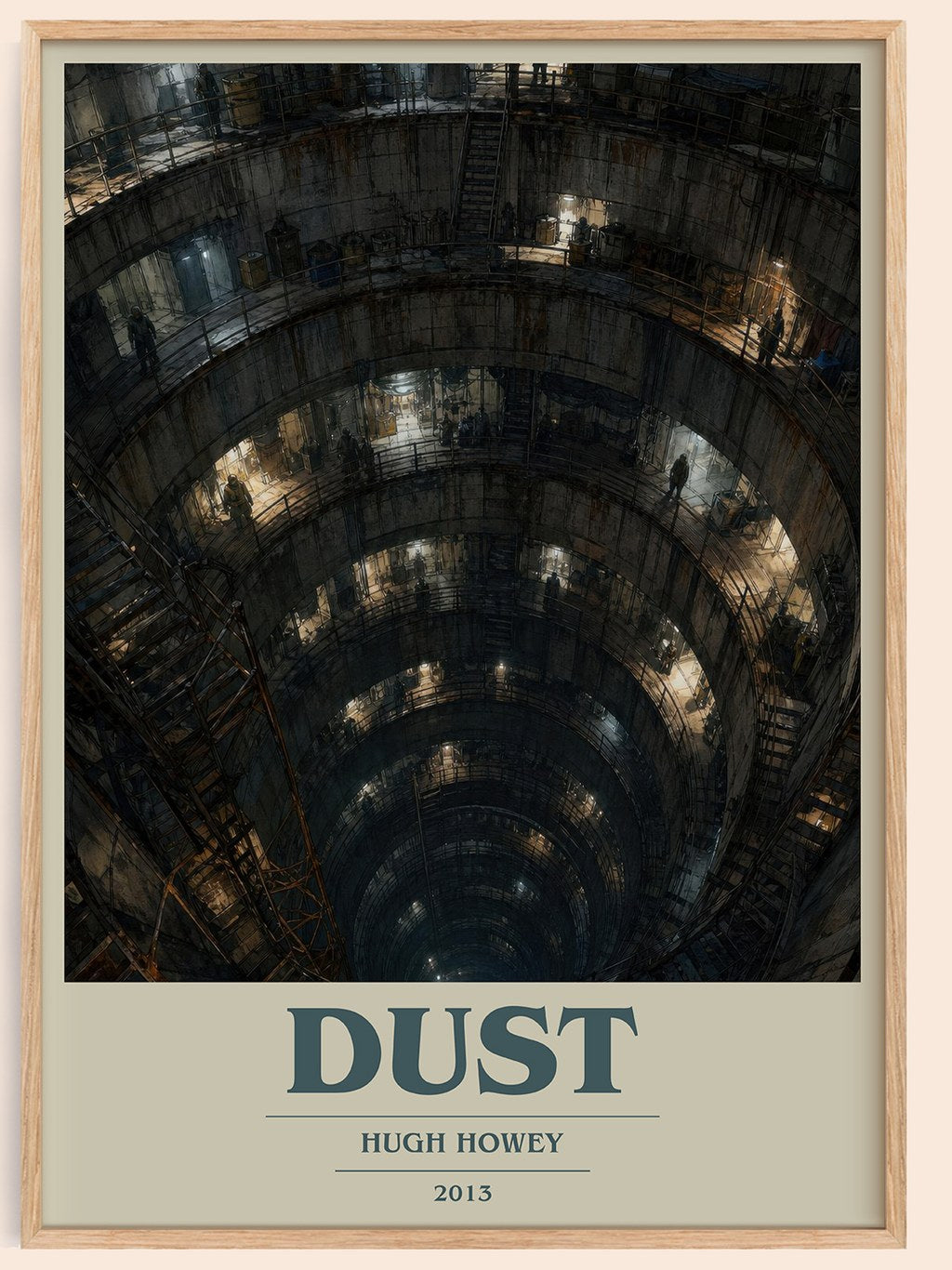 Dust book cover book poster by Hugh Howey – framed literary art print
