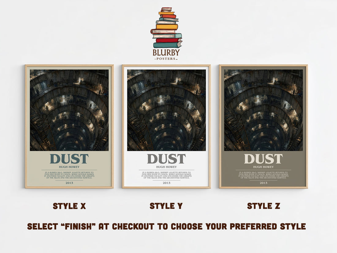 Dust bookish print in frame leaning in hallway – sci fi wall art (mockup)