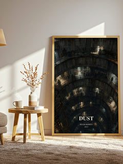 Dust watercolour print in frame leaning in hallway – sci fi wall art