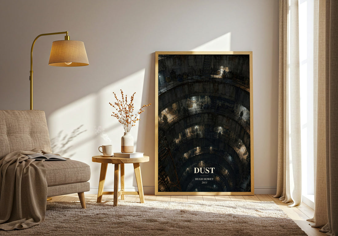 Dust watercolour print in frame leaning in hallway – sci fi wall art