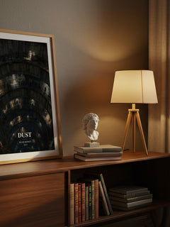 Dust watercolour print on bookshelf – Hugh Howey fan gift
