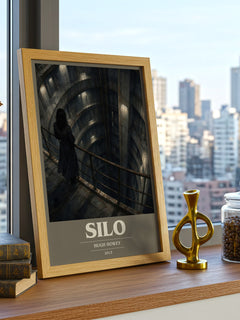 Silo book cover print framed by window – literary home decor