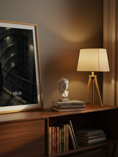 Silo watercolour print on bookshelf – Hugh Howey fan gift
