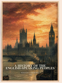 A History of the English-Speaking Peoples watercolour book poster by Winston S. Churchill – framed literary art print