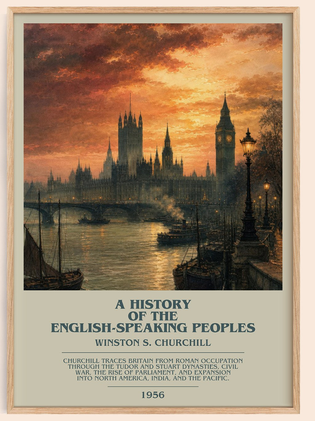 A History of the English-Speaking Peoples bookish book poster by Winston S. Churchill – framed literary art print