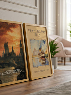A History of the English-Speaking Peoples watercolour print framed by window – literary home decor