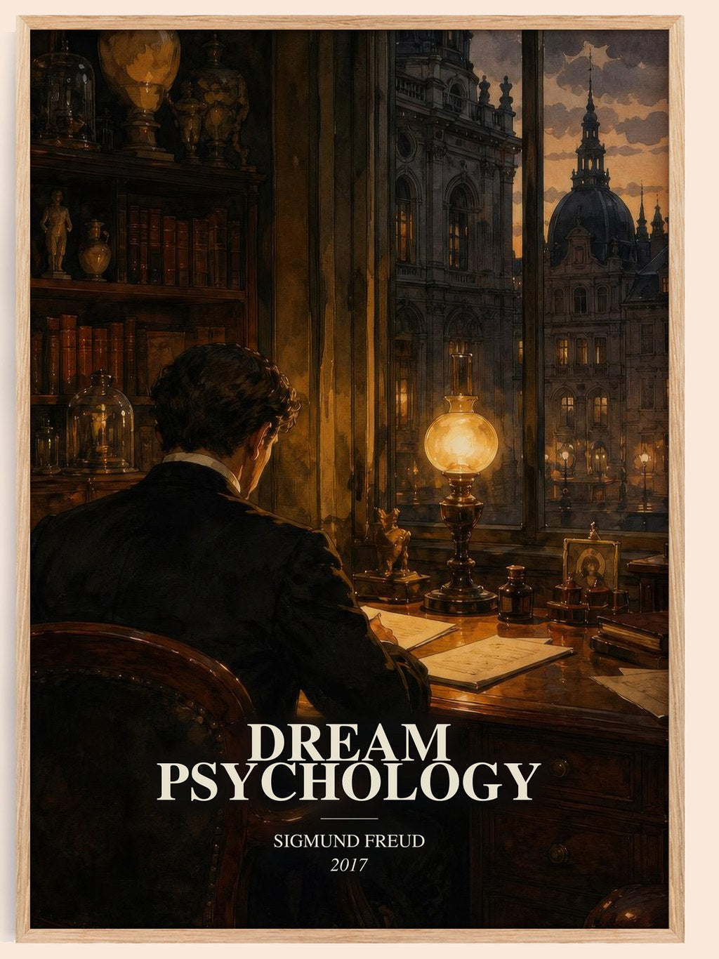 Dream Psychology watercolour book poster by Sigmund Freud – framed literary art print