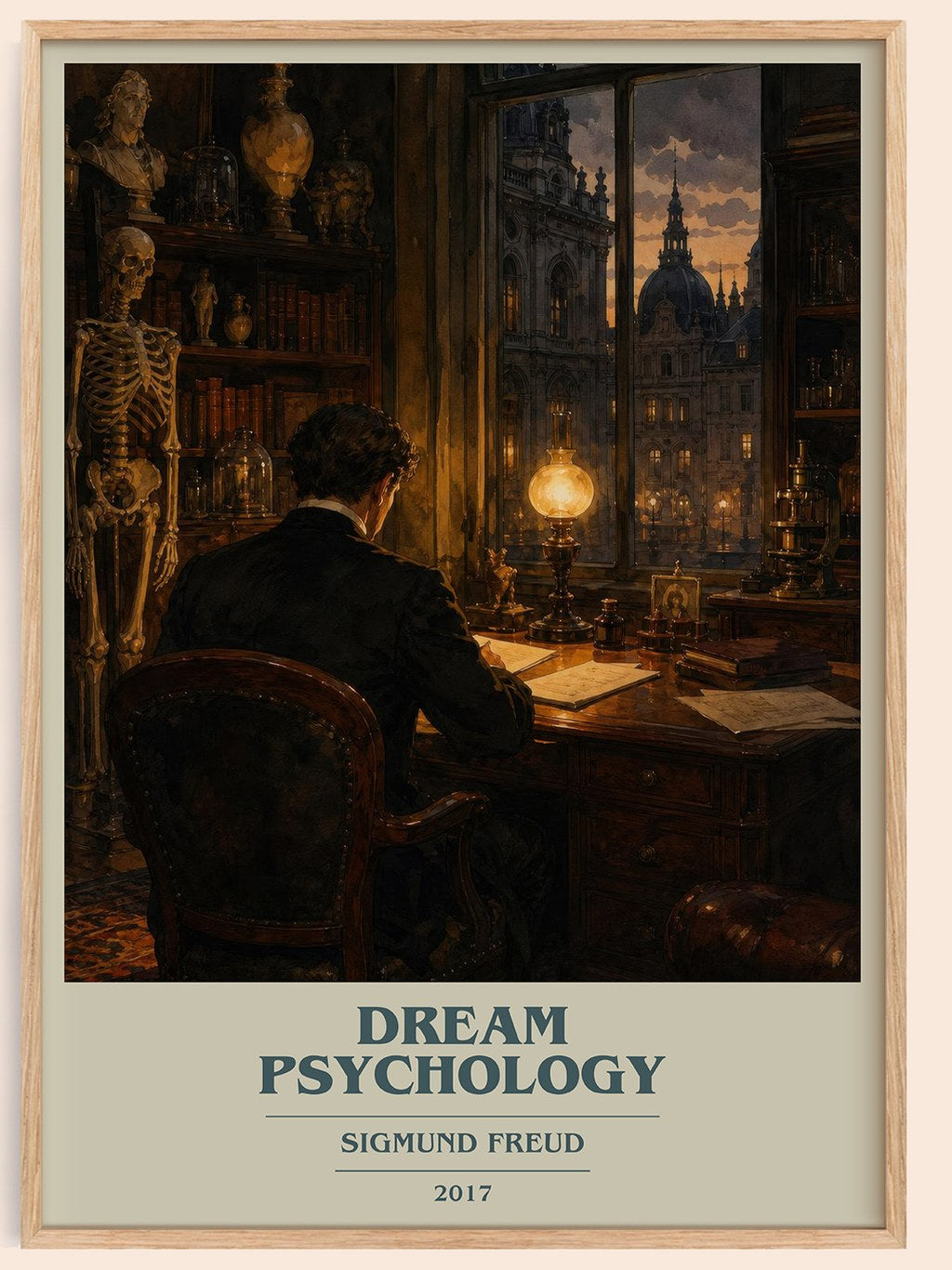 Dream Psychology book cover book poster by Sigmund Freud – framed literary art print