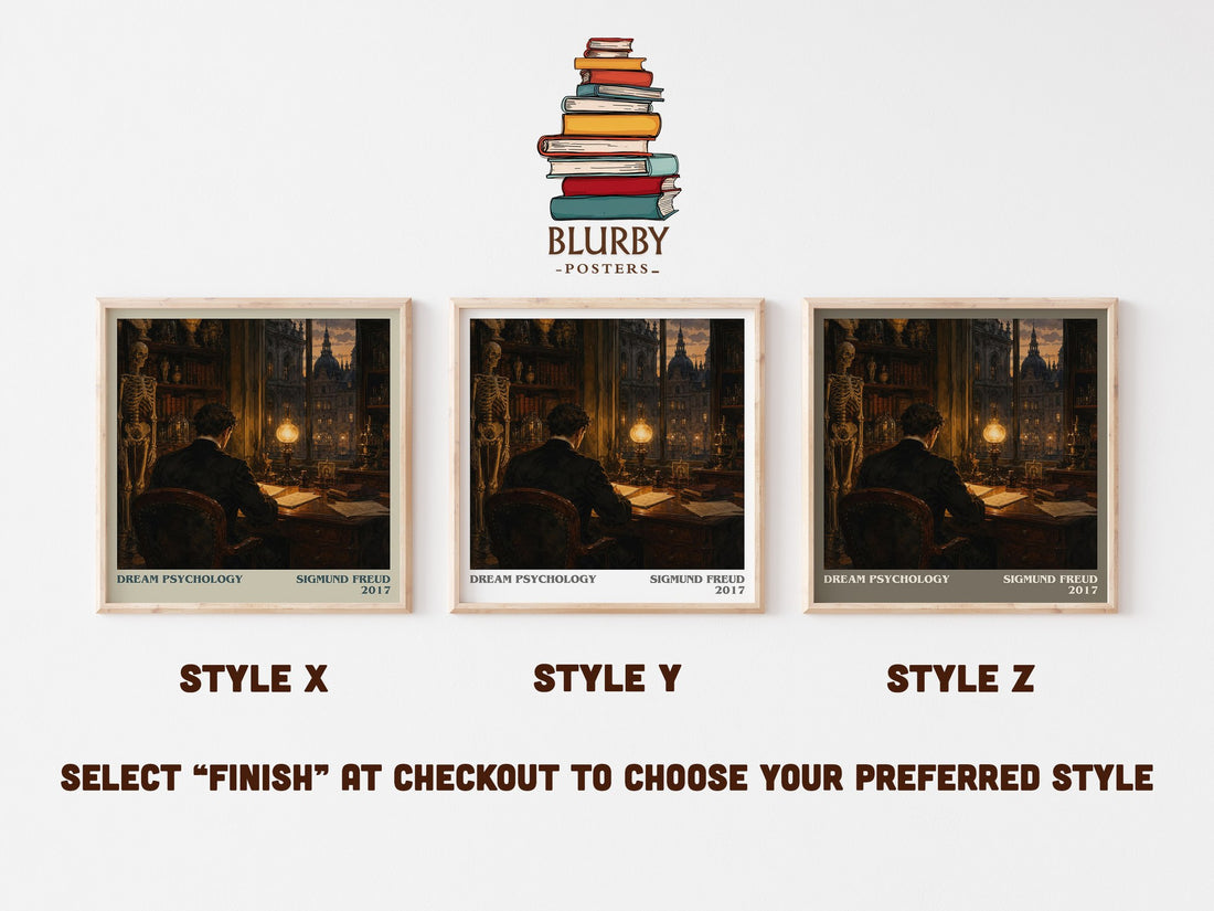 Dream Psychology literary print in frame leaning in hallway – non fiction wall art (mockup)