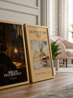 Dream Psychology watercolour print framed by window – literary home decor