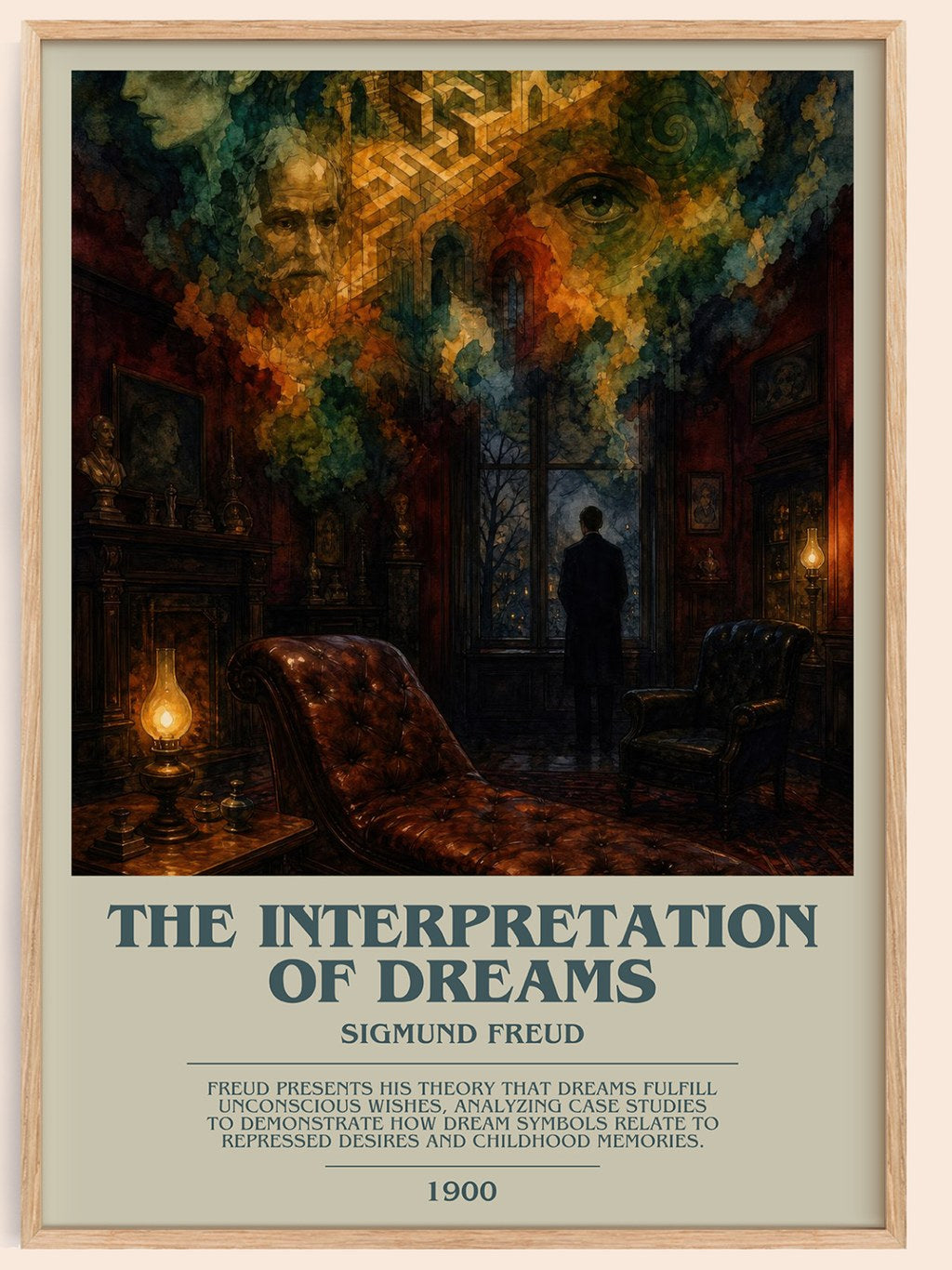 The Interpretation of Dreams bookish book poster by Sigmund Freud – framed literary art print