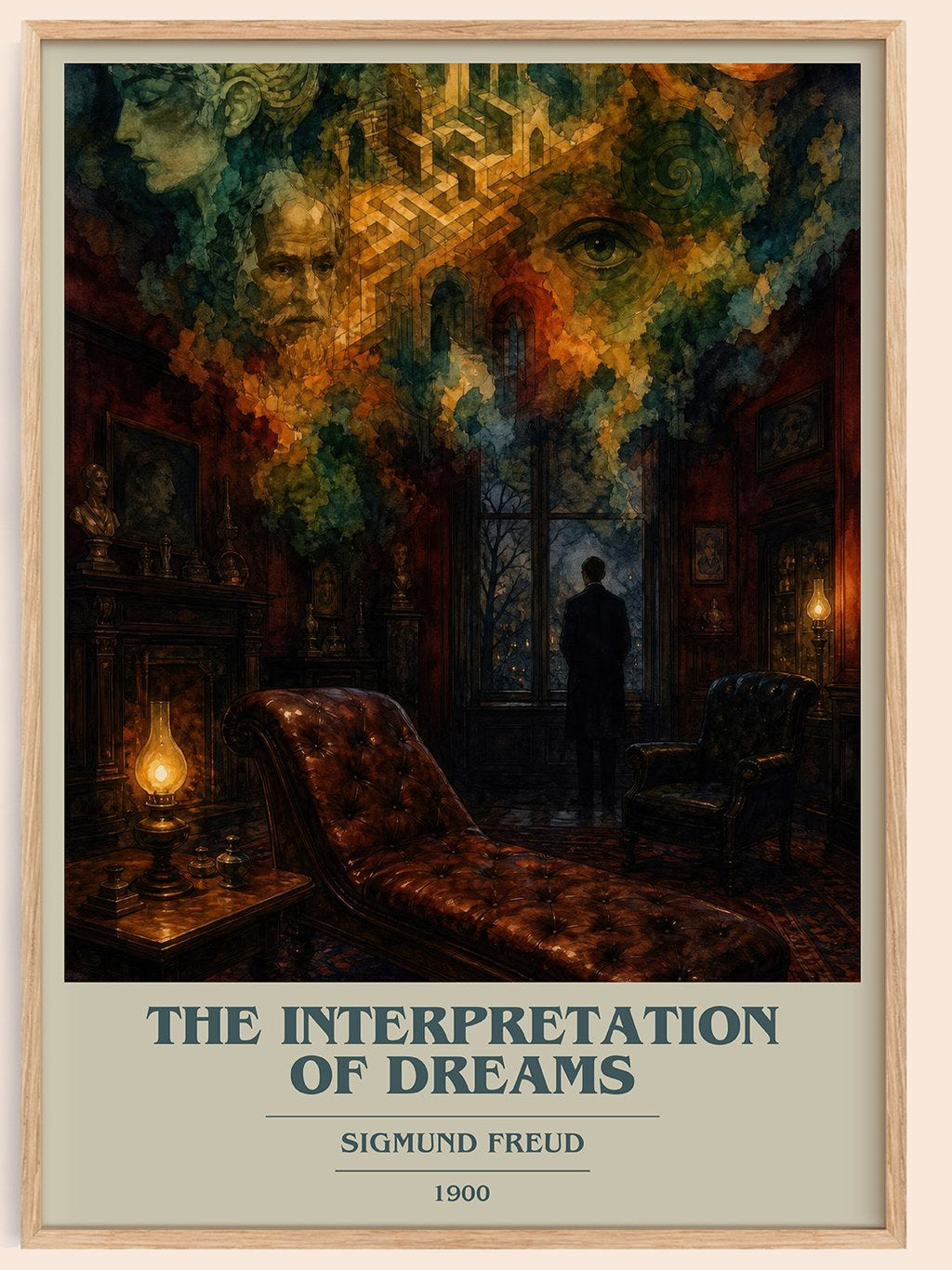 The Interpretation of Dreams book cover book poster by Sigmund Freud – framed literary art print