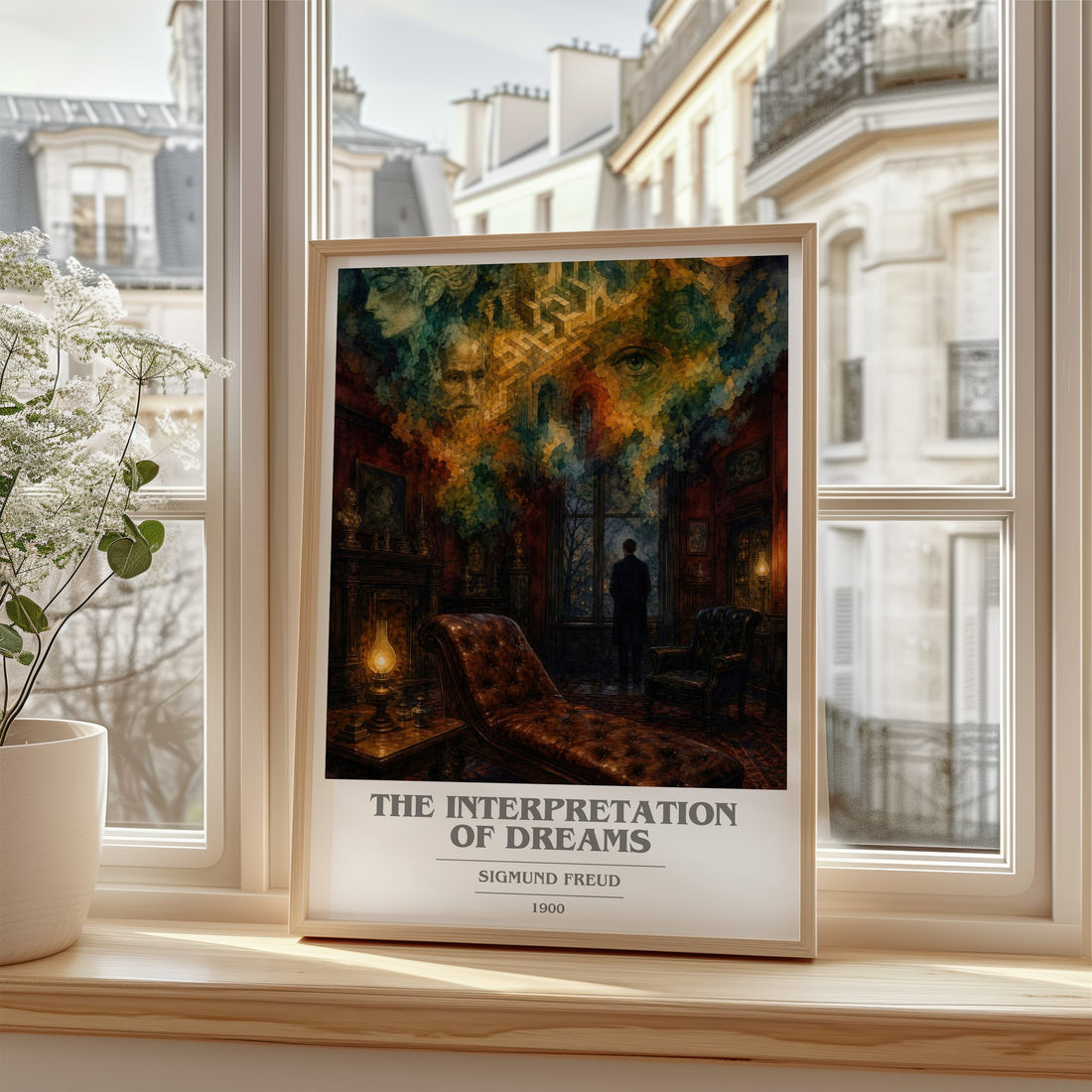 The Interpretation of Dreams book cover poster colour and style options – Sigmund Freud book art (mockup)