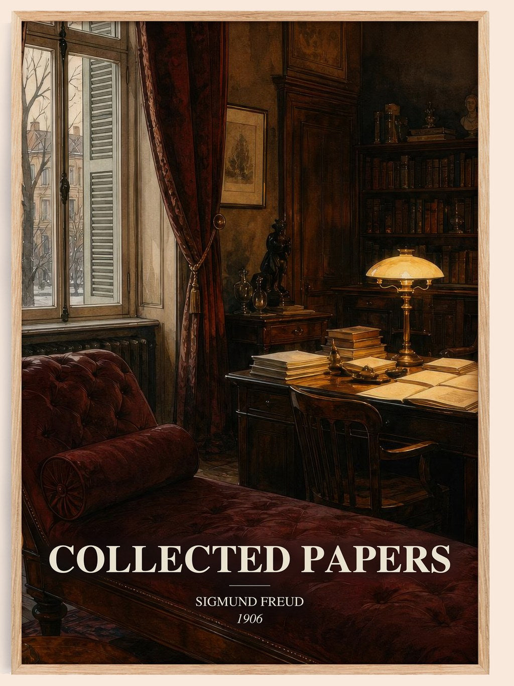Collected papers watercolour book poster by Sigmund Freud – framed literary art print